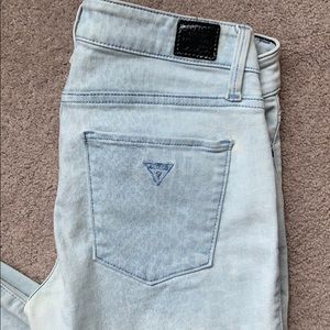 Guess blue animal print power skinny jeans